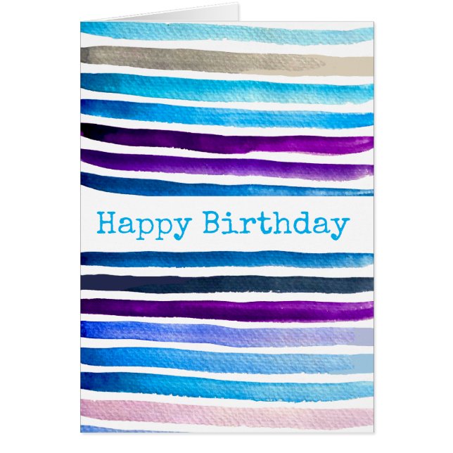 Blaue Wasserfarbenstreifen, handbemalt (Vorne)