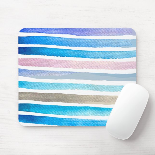 Blaue Wasserfarbenstreifen, handbemalt Mousepad (Mit Mouse)