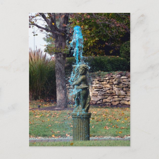 Blaue Wasserfontäne Postkarte (Vorderseite)