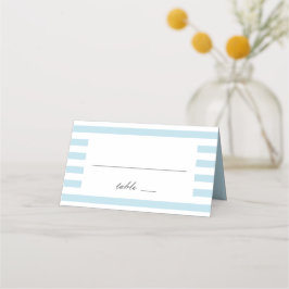 Blaue Wasserstreifen. Moderne gestreifte Hochzeit Platzkarte