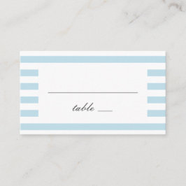 Blaue Wasserstreifen. Moderne gestreifte Hochzeit Platzkarte