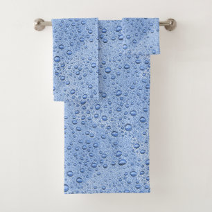 Blaue Wassertröpfchen Badhandtuch Set