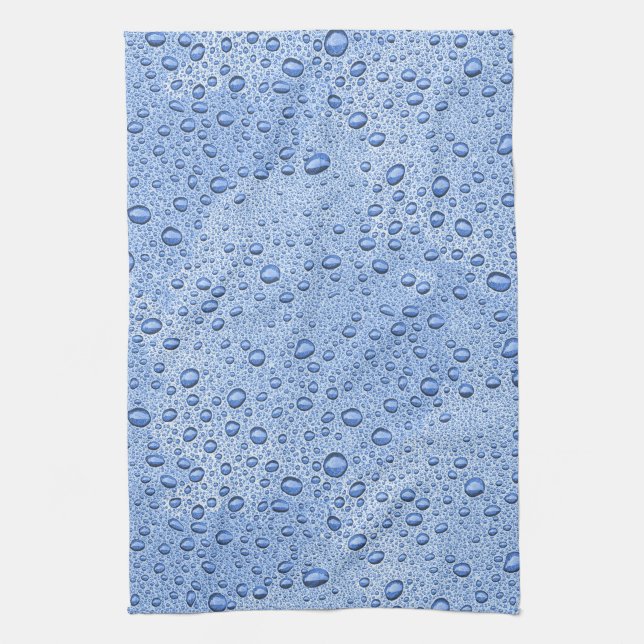 Blaue Wassertröpfchen Geschirrtuch (Vertikal)