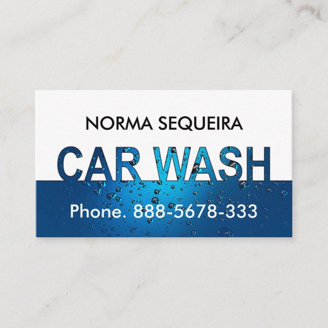 Blaue Wassertropfen Autowaschanzeige Visitenkarte (Vorderseite)