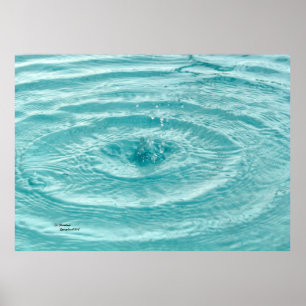 Blaue Wassertropfen Wellen Poster