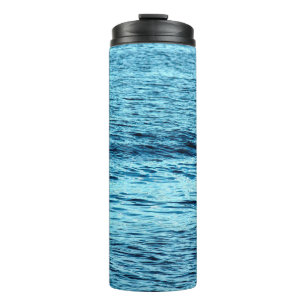 Blaue Wasserwelle abstrakt Hintergrundabstrakt, aq Thermosbecher