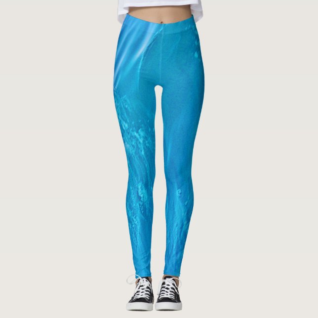 Blaue Wasserwelle Leggings (Vorderseite)
