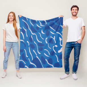 Blaue Wasserwellen abstraktes Muster Fleecedecke