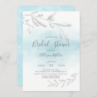 Blaue Watercolor-Brautparty-Einladung