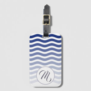 Blaue Waves glänzendes Muster Elegantes Monogramm Gepäckanhänger