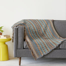 Blaue Waves mit braunem und beigem Muster Decke