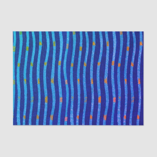 BLAUE WAVEY STRIPED Tissue Seidenpapier (Vorderseite)