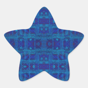 Blaue Weberei, abstraktes geometrisches Muster, ha Stern-Aufkleber