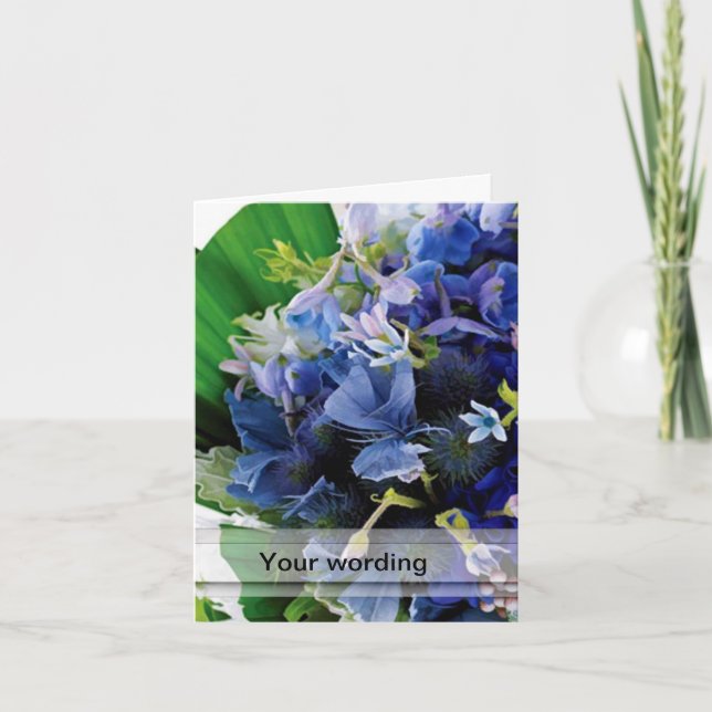 BLAUE WEDING BOUQUET NOTECARDS KARTE (Vorderseite)