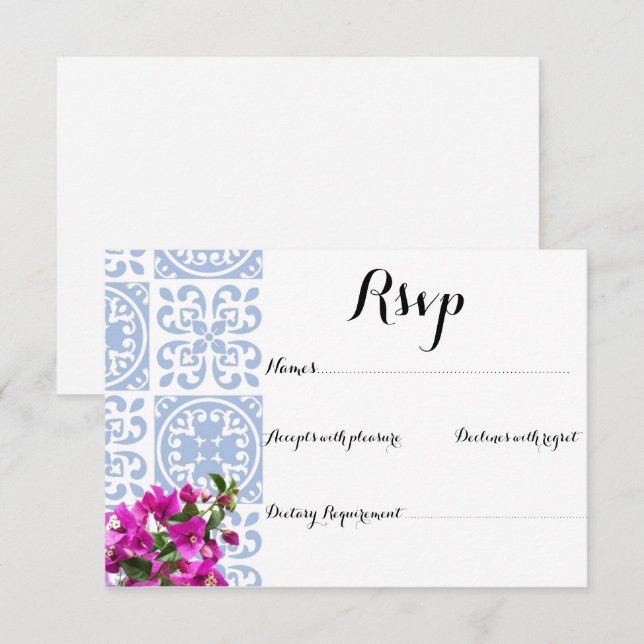 BLAUE WEDING INVITATION RESPONSE CARD RSVP KARTE (Vorne/Hinten)