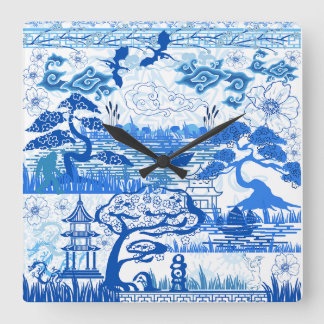 Blaue Wehruhr Quadratische Wanduhr