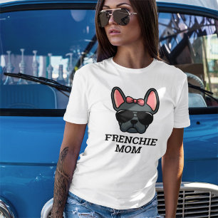 Blaue weibliche Bulldog-Mama Frenchie Dog T-Shirt