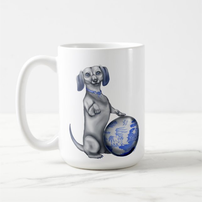 Blaue Weide-Dackel-Tasse Tasse (Links)