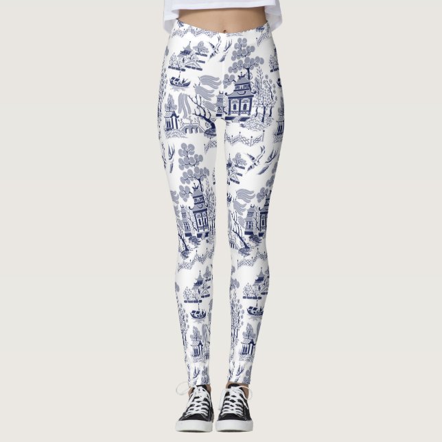 Blaue Weide-Entwurfs-Leggings Leggings (Vorderseite)