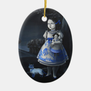 Blaue Weide Keramikornament