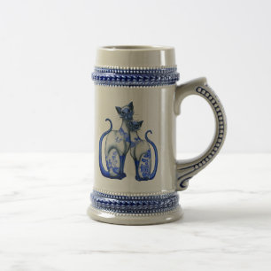 Blaue Weide-siamesische Katzen Bierglas