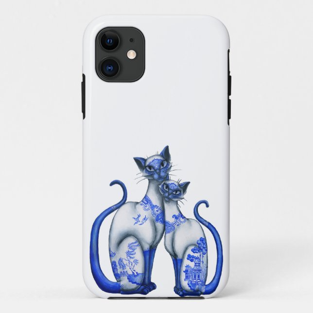 Blaue Weide-siamesische Katzen Case-Mate iPhone Hülle (Rückseite)