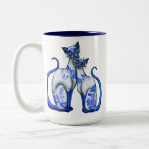 Blaue Weide-siamesische Katzen Zweifarbige Tasse