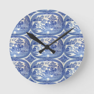 Blaue Weide Tim - perfekter Akzent für Küchen Runde Wanduhr