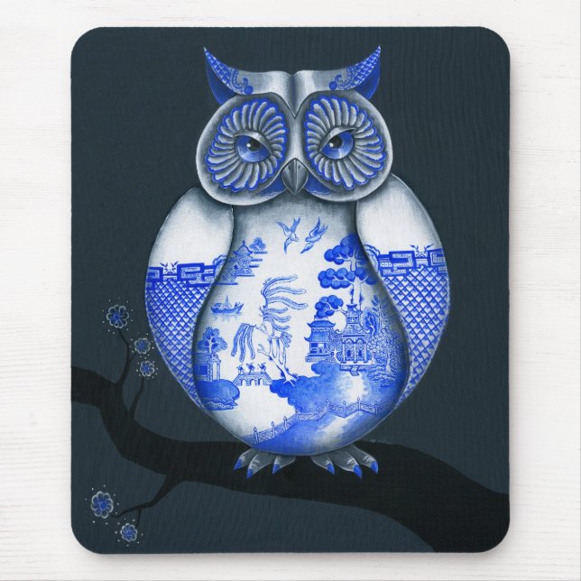 Blaue Weiden-Eule Mousepad (Vorne)