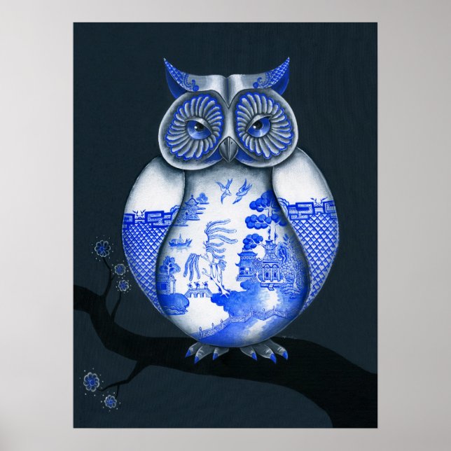 Blaue Weiden-Eule Poster (Vorne)