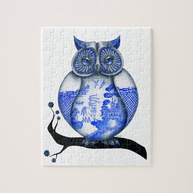 Blaue Weiden-Eule Puzzle (Vertikal)