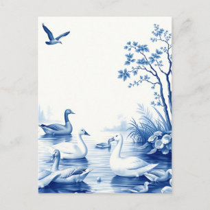 Blaue Weiden-Schwanensee-Szene Postkarte