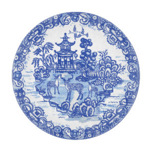 Blaue Weidenhirschherde Antike Pagode Phoenix Cutt Schneidebrett