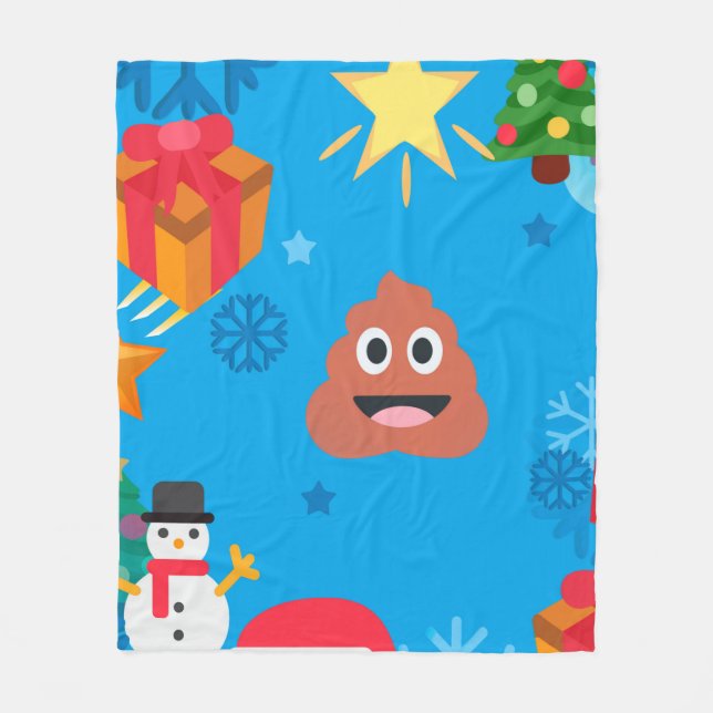 Blaue Weihnachten kackte Emoji Fleecedecke (Vorderseite)