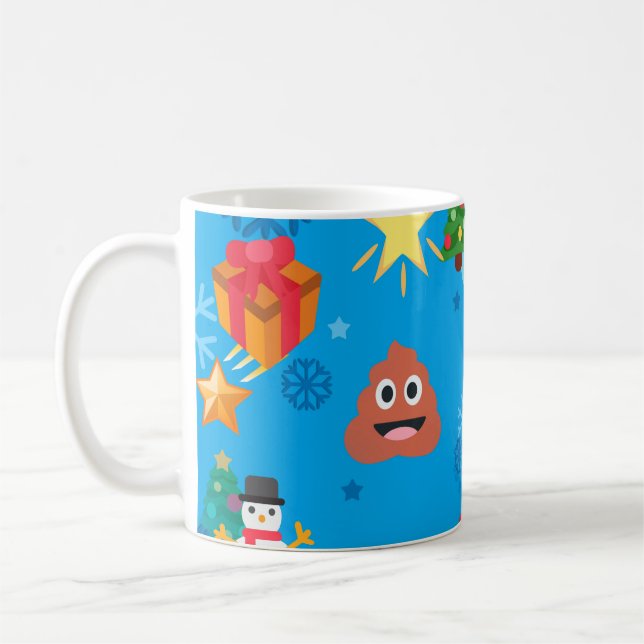 Blaue Weihnachten kackte Emoji Kaffeetasse (Links)