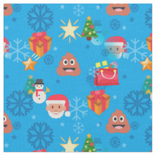 Blaue Weihnachten kackte Emoji Stoff