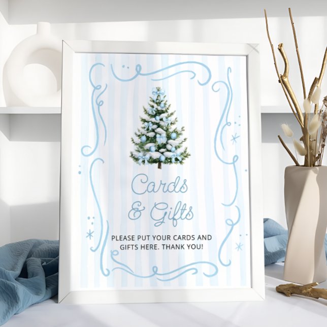 Blaue Weihnachts-Babyshower-Karten und Geschenke Poster (Von Creator hochgeladen)