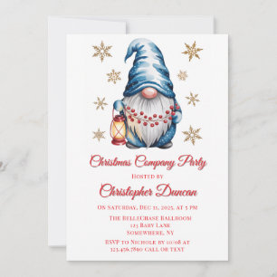 Blaue Weihnachts-Gnom-Firmenparty Einladung