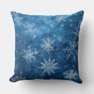 Blaue Weihnachts-Schneeflocke Kissen