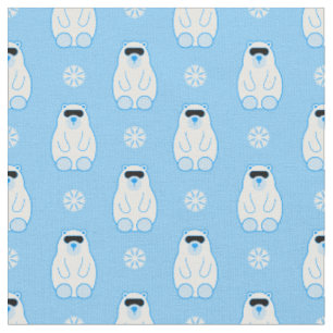 blaue Weihnachts-Schneeflocken Eisbär Stoff