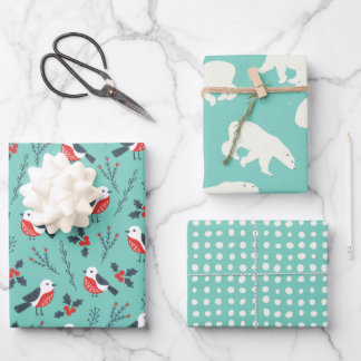 Blaue Weihnachts-Themen-Geschenkverpackung mit Mus Geschenkpapier Set
