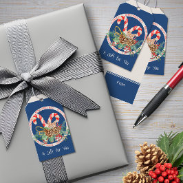 Blaue Weihnachts-Zuckerstange Geschenkanhänger