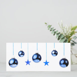 Blaue Weihnachtsbällchen mit Text