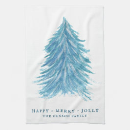 Blaue Weihnachtsbaume Wasserfarbenurlaub Geschirrtuch