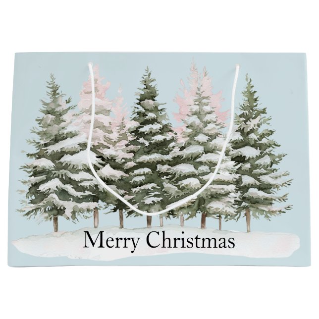 Blaue Weihnachtsbaumen Große Geschenktüte (Vorderseite)