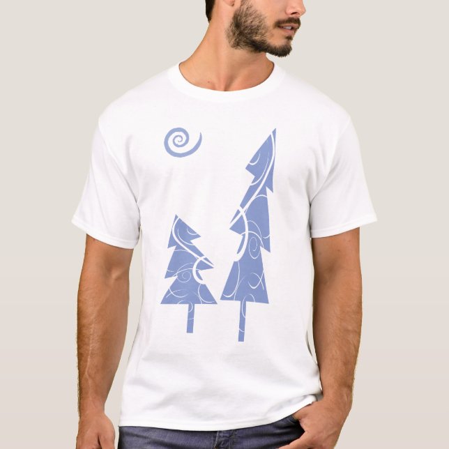 Blaue Weihnachtsbaumen T-Shirt (Vorderseite)