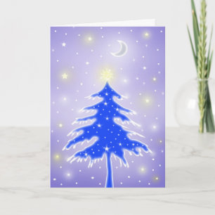 Blaue Weihnachtsbaumkarte Feiertagskarte