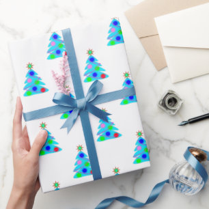 Blaue Weihnachtsbaummuster anpassbar Geschenkpapier