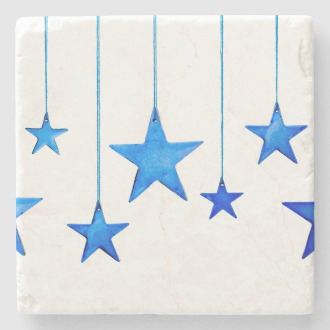 Blaue Weihnachtsdekorationen Steinuntersetzer (Vorderseite)
