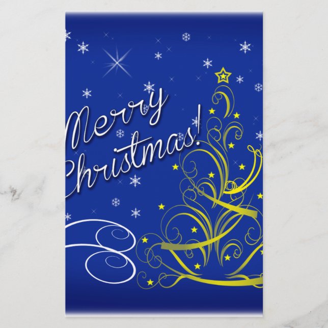 Blaue Weihnachtsfeier Briefpapier (Vorderseite)
